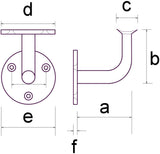 DDA-6 Handrail Bracket / Wall Plate DDA Compliant Key Clamp 42.4mm